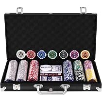 SPORTNOW Pokerset – 400 Chips (11,5g) – 2 Kaartdecks – 5 Dobbelstenen – Met Opbergkoffer & Mat – Voor 10 Spelers