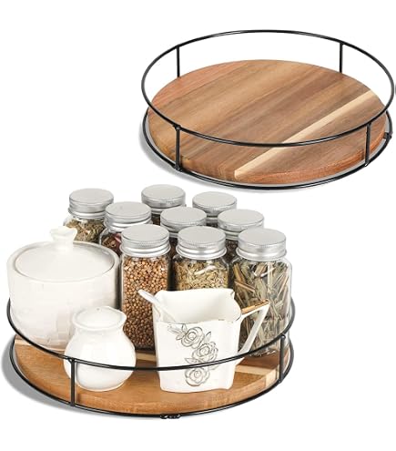 EDHAS Contenitore Per Sale In Legno Di Acacia Con Coperchio Girevole - 8,89 Cm - Scatola Per Spezie E Condimenti