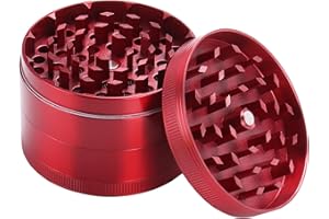 Kinstecks 2.4" Macina Erbe 4 Pezzi Macina Spezie in Alluminio Macina Spezie con Raschietto per Polline Perfetto per il Buongustaio che desidera l'Eccellenza Culinaria-Rosso