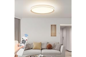 Mikeru Modern 60cm Slim Round Full Spectrum Ceiling Light, Dimmable 3000k/4500k/6500k LED Ceiling Light, Brightness Adjustable 10%-100% for Living Room, Bedroom, Kitchen, Balcony, Hallway, Office