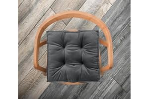 Pinkfairy Thick Booster Cushion, Velvet Chair Seat Pad Soft 45cm Non-Slip Dining Sofa Armchair Tufted Seat Cushions Firm Support For Elderly Pregnancy (Charcoal, Pack of 2)