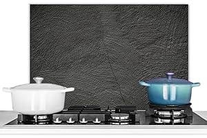KitchenYeah© Pannello Paraschizzi Cucina Alluminio 60x40 cm para Schizzi per Piano Cottura Parete Cucine Calcestruzzo - Nero - Industriale