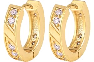 VEXXS Hoop Earrings for Men Women,14K Gold Plated Iced Out Hoops Earrings,5A CZ Stones Men’s Earrings,Hypoallergenic Earrings,Birthday Christmas Jewelry Gift for Men Women