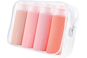 NANABORN Flaconi da Viaggio in Silicone 100 ml 4 Pezzi Bottiglie da Viaggio Travel Bottles Set （Rosa）