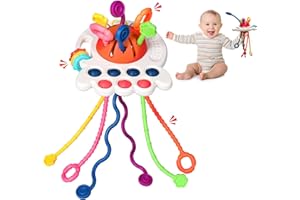 OSLINE Montessori Toys for Babies 6-12 Months,Toddler Travel Toys for 1 2 Year Old Boy Girl Gifts,Pull String Activity Toy for Fine Motor Skills for 1 Year Old,Sensory Toys for Babies 6-18 Months Red