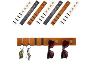 Castell Deco - Organizador Gafas De Sol y Llaves - llavero y Soporte de anteojos 4 gafas y 4 llaves - Gancho organizador Expositor Gafas Pared - Cuero Madera y Metal - Decoración del hogar. (Marrón)