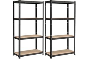 ‎SONGMICS SONGMICS Schwerlastregal, 2er Set, Kellerregal, Lagerregal, 40 x 80 x 160 cm, Regal mit Stahlgestell, bis 520 kg belastbar, 4 verstellbare Ablagen, schwarz GLR044B02