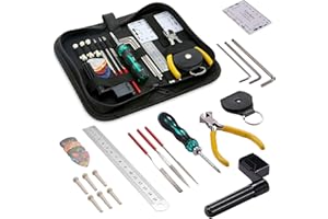 FONWUJIOT 23 Teiliges Gitarren Reparatur Pflegeset,Gitarren Reparatur Werkzeug Set,Professionen Gitarren Reparatur Tool Kit, Gitarren Zubehör Inkl Saitenkurbel, Plektren für Gitarre,Ukulele,Bass,Banjo,Mandoline