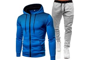 MEAUNZYL Tuta Uomo Tuta Sportiva Da Uomo 2 Pezzi Giacca Felpa Con Cappuccio A Maniche Lunghe E Pantaloni Da Jogging Suit Felpata Tuta Da Ginnastica Uomo Invernale Tuta Abbigliamento Sportiva Tuta Completa