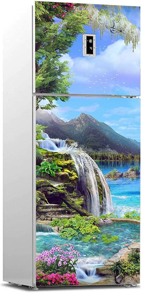 Buzdolabı Sticker Kaplama Dolap Kaplama Etiketi Göl Çiçekler