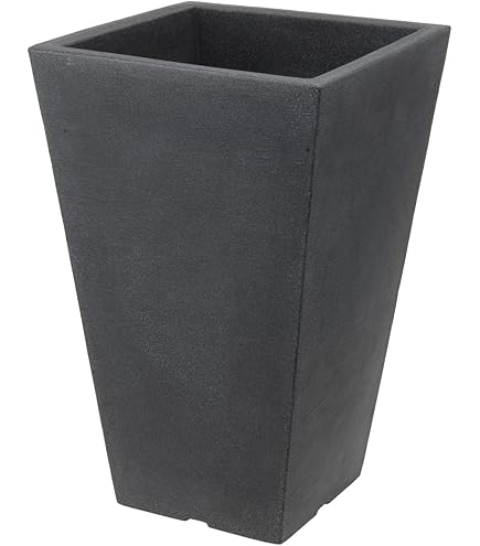 Spetebo Kunststof plantenbak, XXL, groot, 58 cm, antraciet, ronde