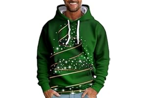 DHYUEN Weihnachtspullover Herren Weihnachtsdruck Mit Kapuze Pullover Hoodie Kängurutasche Langarm Sweatshirt Hoodies Locker Fashion Kapuzenpullover Sweatjacke Langarm Casual Langarmshirt Oberteile Fur Manner