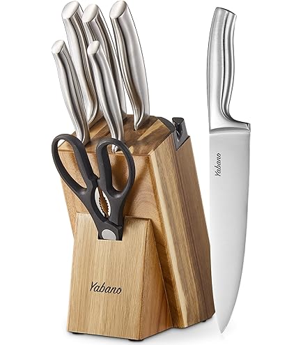 Renberg Tenessy | Couteaux de Cuisine | Set Coplet de 15 pièces avec Support en Bois | Parfait