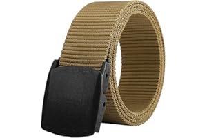 LionVII Ceintures Homme, Sangle en Toile Militaire Boucle en Plastique, Sans Trous Ceinture Réglable pour le Travail