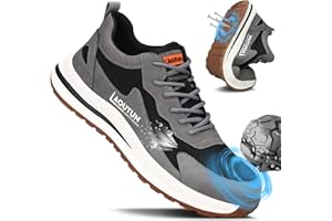 LAoutun Safety Trainers Men Steel Toe Cap Trainers Protective Safety Shoes Breathable Work Trainers Lightweight Work Shoes for Men Comfy Work Industrial Sneakers Puncture Proof Construction Work Boots