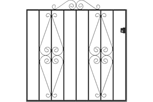 FENCING & GATES & FIREPLACES STIRLING Scroll Garden Gates 1067mm (3ft 6in) GAP X 914mm H wrought iron metal gate ST05ZP