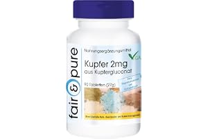 Fair & Pure® - Koppar tabletter 2mg - kopparglukonat - vegan - utan magnesiumstearat - 90 tabletter