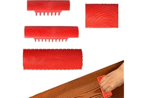 YUNXCNA Outil de Grain de Bois de Caoutchouc, Outil de Peinture à la Colle pour Bois 4 Pièces, Décoration Murale DIY, Peinture Décoration Meubles, pour le Gaufrage de Meubles en Bois Peinture Murale DIY