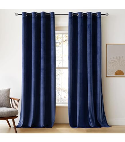 MUMFAS Marineblaue Samtvorhänge – 132 Cm Breit, 213 Cm Lang, Raumverdunkelnd & Wärmeisolierend