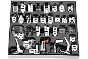 Growcolor 32 Pezzi Set di Piedini per Cucire Domestico, Piedino per Macchina, per Brother/Babylock/Nuova Casa/Janome/Elna/Toyata/Cantante/Nuova Casa