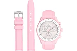 Stanchev Correa para Omega x Swatch de 20mm,Correa de Repuesto de Goma Suave para Reloj Swatch Omega Moonswatch Speedmaster,Correa Curvada sin Costuras Moonswatch Swatch para Hombres y Mujeres