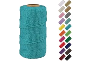 Binwat Natural Macrame Cotton Cord Twine String Cord Colored Cotton Rope Macrame Yarn Craft Cord for DIY Crafts Knitting Plant Hangers Christmas Wedding Decor (Blue, 2mmx200m)