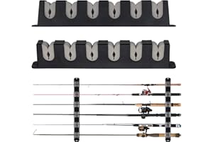 Windspeed 6-Rod Rack Wall Mounted Fishing Rod Rack For Boat, 2 Pcs Horizontal Fishing Rod Holder For Garage Door(Grey)