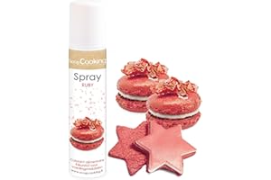 ScrapCooking - Spray Colorant de Surface Rubis 75 ml - Spray Alimentaire Rose Irisé pour faire Briller vos Pâtisseries, Biscuits, Macarons, Pâtes à Sucre, Gâteaux, Bûches - 4294