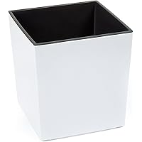 KREHER XXL Design Pflanzkübel aus Kunststoff in Hochglanz Weiß mit herausnehmbaren Einsatz. Maße BxTxH: 40 x 40 x 41 cm