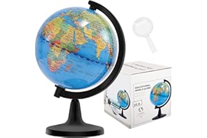 Fun Lites 10.6CM World Globe for Kids Learning, Educational Rotating World Map Globes Mini Size Decorative Earth Children Globe for Classroom Geography Teaching, Desk and Office Decoration