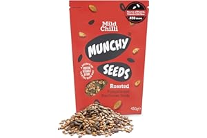 MUNCHY SEEDS Mild Chilli Sunflower, Pumpkin, Protein Snack, Seed Mix for Eating, Plant-Based Source of Protein, Fibre & Vitamin E, Mildly Spicy Flavour, Vegan Snacks for Kids & Adults - 450g