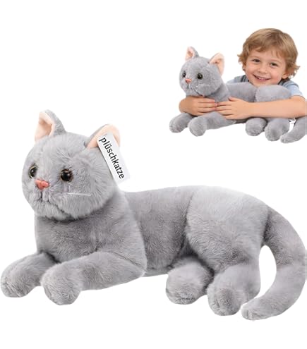 Uni-Toys - Perskat beige, liggend - 31 cm (lengte) - pluche kat - pluche dier, knuffeldier