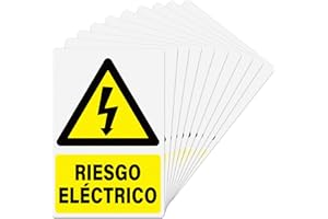 YIKIADA Pegatina Riesgo Eléctrico rectángulo - Señal Peligro Eléctrico Adhesiva 10x15cm - 10ud
