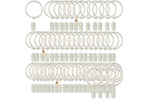 Lsgoodcare 60-teilige Gardinenklammern mit Ringen, weiß 25mm, Starke dekorative Gardinenklammer aus Metall, rostfreie Gardinenklammerringe