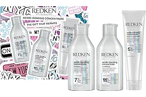 REDKEN - Coffret Cadeau Routine Réparateur - Cheveux Abîmés - Nettoie, Répare et Protège - Réduit la Casse et les Fourches - Soin Bonding À L’Acide Citrique - Acidic Bonding Concentrate