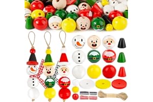 BOFUNX 90pcs Cuentas de Madera Navidad Bolas Madera Manualidades 20mm con Agujero Abalorios Madera Adornos Navideños Bolas Navideñas para Colgantes Árbol Navidad Casa