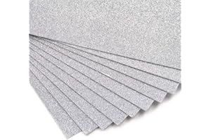 Uhat Pack 10 A4 Glitter Foam Craft Sheets EVA Sponge Paper Children DIY Crafts Decor 2mm (Silver)