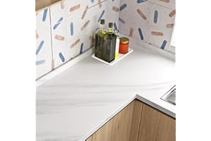 Livelynine Vinilo Adhesivo Cocina Encimera Marmol Blanco 40CMx5M Papel Pintado Pared Baño Impermeable Vinilo para Encimera de Cocina Mármol Gris Claro Papel Adhesivo Muebles Armarios Escritorio Mesa