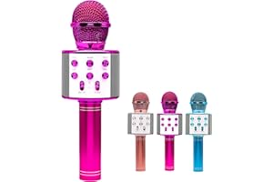 Wepai micro karaoke micro sans fil, 4-12 ans micro enfant Avec un son externe, une batterie intégrée de 1800MAH, convenant à la maison pour le KTV, les fêtes et les chants d'enfants（Rose）