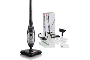 H2O X5+ 5-in-1 Dampfbesen & Handdampfreiniger – Multifunktional für Böden, Teppiche, Fenster & Polster – 1500W, Aufheizzeit ca. 15 Sek. (Schwarz)