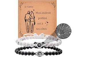 CheersLife Bracelet Projection Je T'Aime 100 Langues Bracelets Pour Couple Cadeau Pour Homme Petit Ami Petite Amie Mari Femme Anniversaire Saint Valentin Noël Anniversaire Cadeau Pour Lui Et Elle