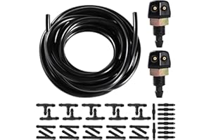 Lyeteung Juego Manguera de Agua Limpiaparabrisas, 3m Manguera Limpiaparabrisas Coche, 2 Piezas Boquilla de Rociado de limpiaparabrisas y 30 Piezas Conector Manguera