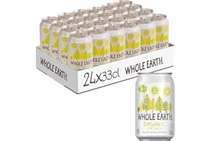 Whole Earth Bibita Frizzante Gassata al gusto Limone, Ingredienti Naturali e Biologici, Dolcificata solo Succhi di Frutta presenti nella Ricetta senza Zuccheri Aggiunti, 100% Riciclabile, 24x33cl