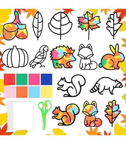 Gommette Automne Enfant,12 Pièces Bricolage Automne Kit Enfant,Autocollant Pour Fenêtre D'automne,Activités Automne Enfant,Décoration De Fête D'automne Autocollants,kit Bricolage Enfant Noel