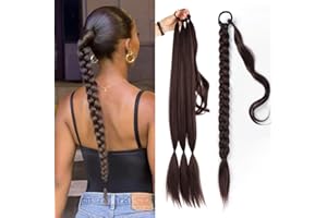 EMMOR Cola de caballo larga y recta trenzada - Flexible y saludable, ideal para uso diario en mujeres.