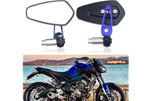 BREDUXSER Blau Lenkerendenspiegel Motorrad 7/8" 22mm Lenkerspiegel Rückspiegel Seitenspiegel Spiegel Universal für Street Bike Moped Roller Scooter Quad Z650 Z750 Z900 CB125 CB650 MT07 MT09 MT10