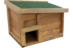Woodside Hedgehog House & Hibernation Shelter, Safe & Secure Predator Proof Outdoor Habitat/Feeding Station