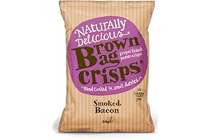 Brown Bag Crisps - Smoked Bacon 40g Bags, Pack of 20