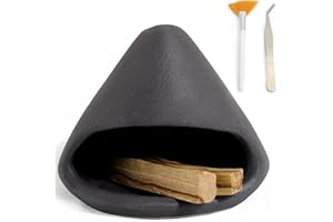 ‎BEYLAB BEYLAB Clay Sculpture Sage Smoking Palo Santo Holder Ceramic White Sage for Incense Cones Incense Sticks Holder Incense Bowl Smudge Incense Burner Incense Holder - Black