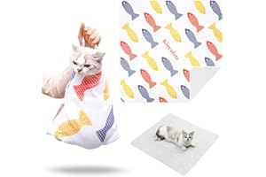 Kiorafoto Envoltura grande de 27.5 pulgadas para gatos, tela autoadhesiva, envoltura de burrito para gatos adultos y perros pequeños, manta antiarañazos para medicina, corte de uñas, limpieza de